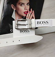 Мужской кожаный ремень Hugo Boss white высокое качество