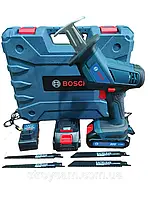 Мощная сабельная пила-электроножовка Bosch BS3300 21V-LI+2АКБ(21V 5.0Ah),Пила сабельная аккумуляторная в кейсе