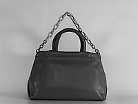 Кожаная многосекционная женская сумка, черная, 2 ремня