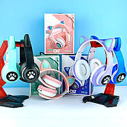 Дитячі бездротові навушники з котячими вушками STN-28 Cat Ear Рожеві, фото 5