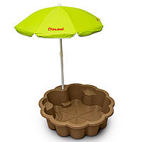 ЭКО НОВИНКА детская песочница-бассейн в форме цветка с зонтиком ТМ DOLONI (коричневая)
