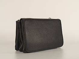 Шкіряна багатосекційна сумка жіноча, чорна