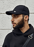 Чоловіча літня бейсболка на липучці, Повсякденна кепка однотонна чорна, фото 2