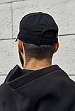 Чоловіча літня бейсболка на липучці, Повсякденна кепка однотонна чорна, фото 5