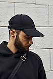 Чоловіча літня бейсболка на липучці, Повсякденна кепка однотонна чорна, фото 4