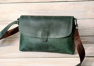 Жіноча сумка Віталія з натуральної шкіри колір Зелений