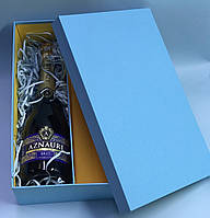 Коробка прямокутна з кришкою (жовто-блакитна) для шампанського та квітів