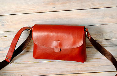 Жіноча сумка Віталія з натуральної шкіри колір Коньяк