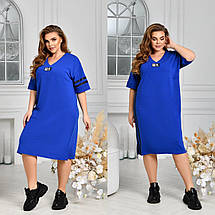 Літня сукня спортивного стилю міді двонитка весна-літо великі розміри, фото 4