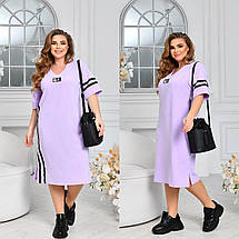 Літня сукня спортивного стилю міді двонитка весна-літо великі розміри, фото 2
