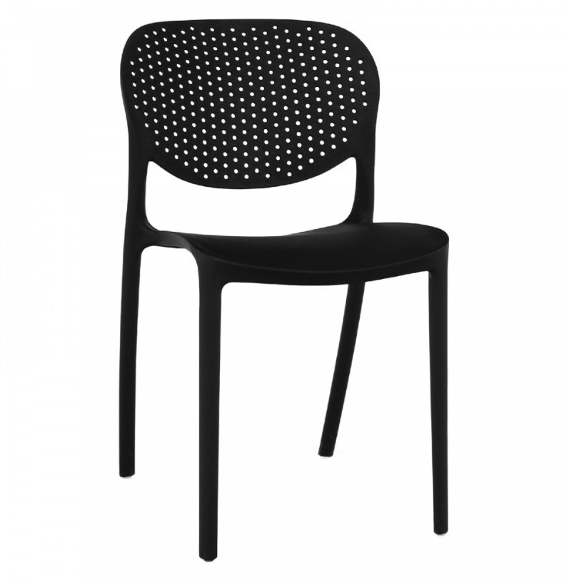 Пластиковий стілець зі спинкою для дачі для саду для заходів Bonro B-714 колір чорний