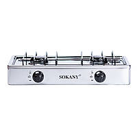 Кухонная плита Sokany SK-07006 металлическая с двумя конфорками и электроподжогом под баллонный газ 4400Вт hop