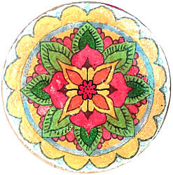 Декоративна тарілка із глини  "Квітка з України" діаметром 28 см