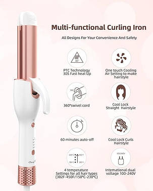 Випрямляч для волосся CkeyiN Flat Iron з прохолодним потоком повітря, щипці для завивання та випрямляч, фото 3