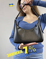 Женская кожаная сумочка, Стильная сумка из натуральной кожи, Маленькая черная сумка на плече