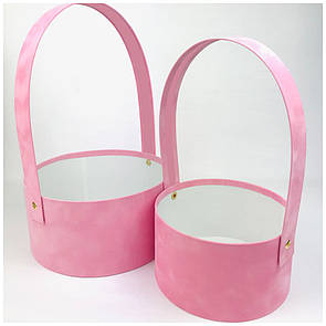 Набір корзинок круглих - рожевий бархат