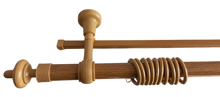 Металопластиковий настінний,подвійний округлий карниз для штор у спальню 1,2 м ясен, фото 1