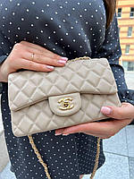 Маленькая модная женская сумка Шанель цвета мокко летняя трендовая и яркая женская сумка