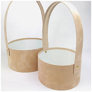 Набір корзинок круглих - бежевий бархат