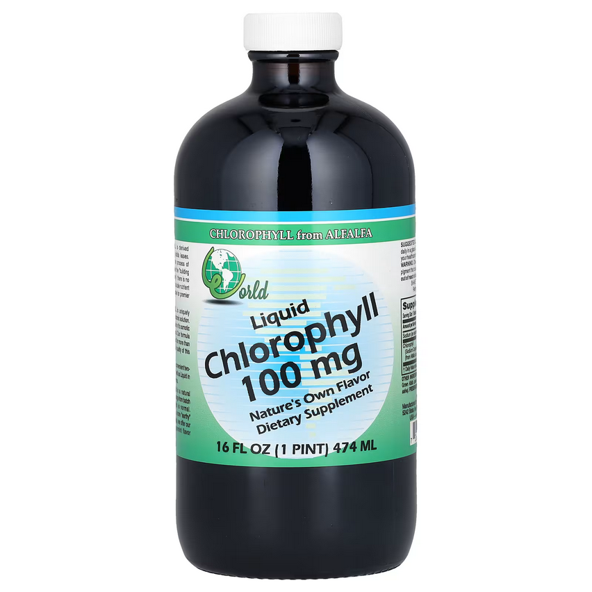 Жидкий хлорофилл World Organic Liquid Chlorophyll with Spearmint and Glycerin 100 mg 474 ml