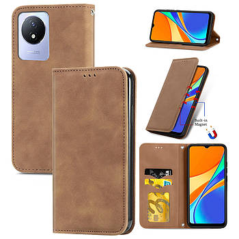 Чохол-книжка Skin Feel Leather Wallet для Vivo Y02 Brown