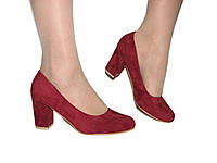 Замшевые туфли красные на устойчивом каблуке размер 36 23,0 см