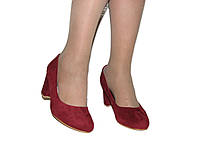 Замшевые туфли бордо на устойчивом каблуке размер 37 23,5 см