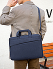 Сумка для ноутбука та документів синя 15,6" кейс для лептопа 15 дюймів синій сумка під ноутбук з перегородкою на липучці, фото 2