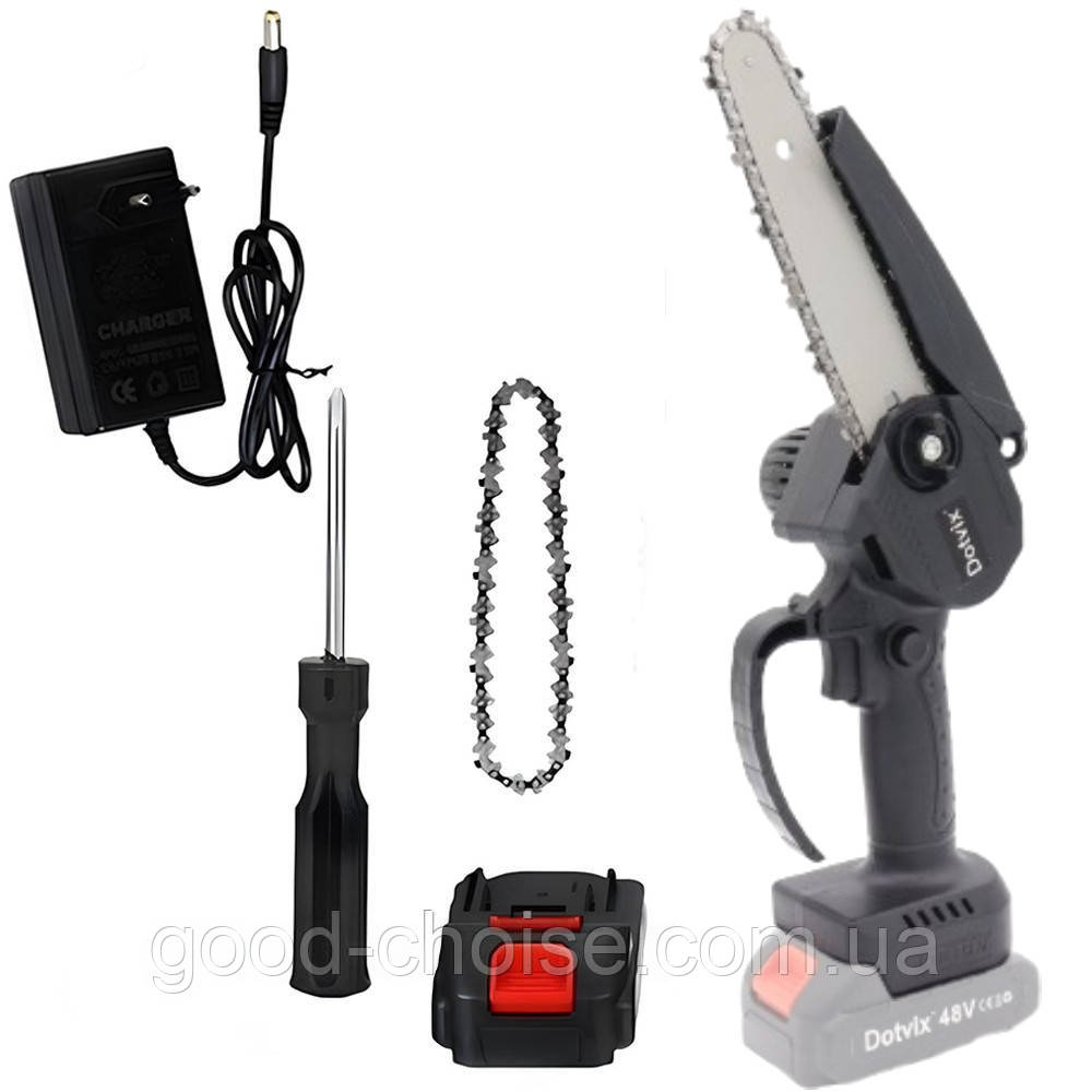 Акумуляторна міні пила + акумулятор 48В / Ручна електропила для саду / Акумуляторна пила, фото 1