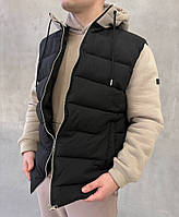 Куртка з трикотажними рукавами та капюшоном Infinity чорний/бежевий RD296 высокое качество