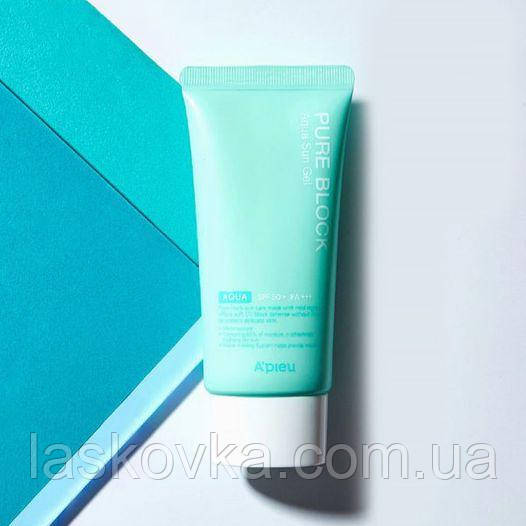 A'PIEU PURE BLOCK AQUA SUN GEL SPF50+/PA+++ Сонцезахисний зволожуючий крем-гель, 50мл., фото 1