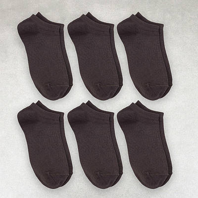 Шкарпетки жіночі 6 пар короткі "Dark brown" зі зручною резинкою преміум сегмент розмір 35-38