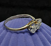 Золоте кольцо 585 проби Б/У з фіанітами, вага 2,58 г, фото 3