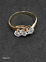 Золоте кольцо 585 проби Б/У з фіанітами, вага 2,58 г, фото 5