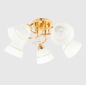 Стельова люстра з 5 плафонами у золотому кольорі, Е27, фото 2