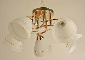 Стельова люстра з 5 плафонами у золотому кольорі, Е27, фото 3