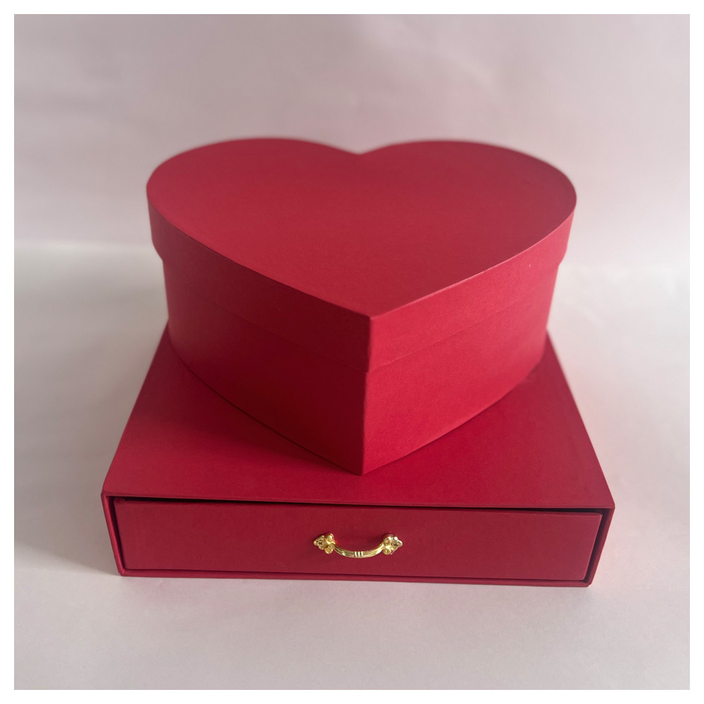 Коробка із шкатулкою та серцем червона 25*25*15 см, фото 1