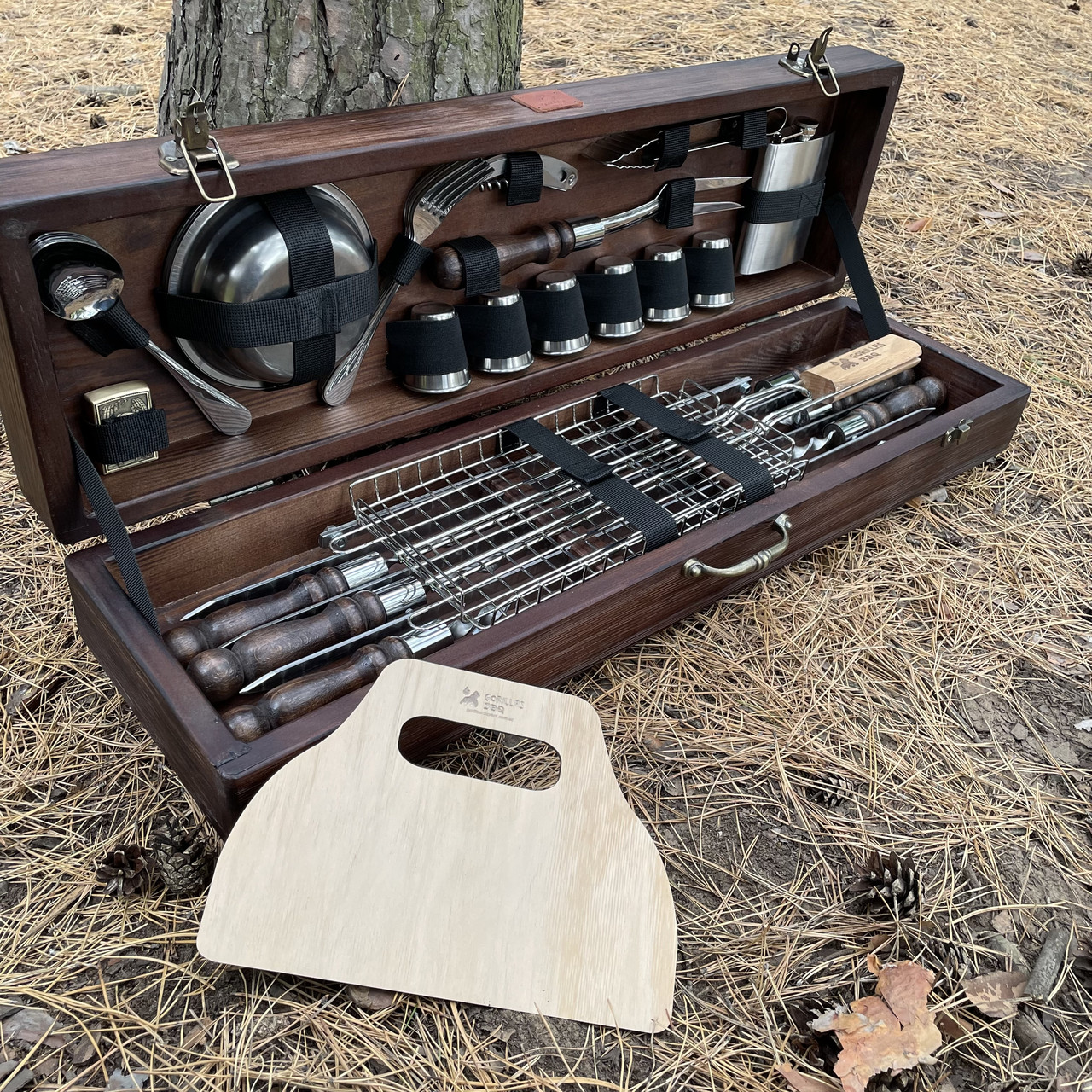 Подарунковий набір для шашлику в коробці, шампура на подарунок BS13 PUMA, фото 1