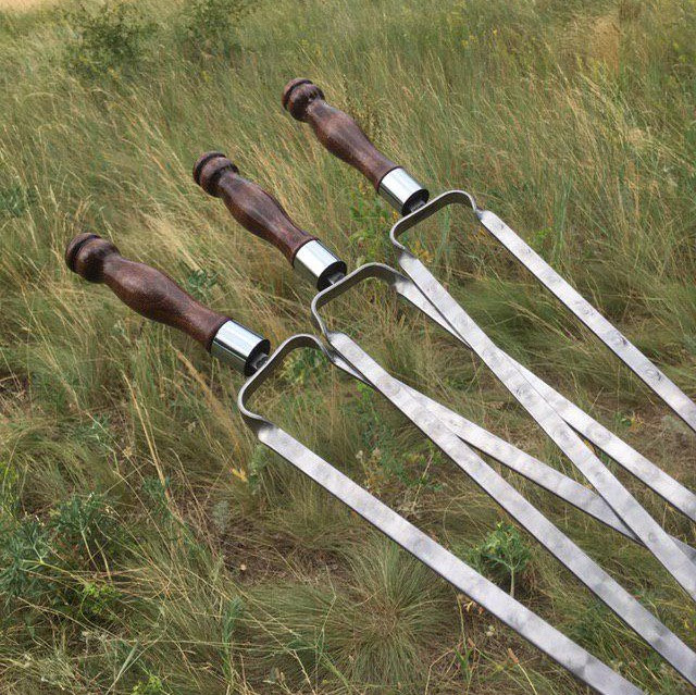 Подвійний шампур з дерев'яною ручкою Куля Gorillas BBQ 1шт, фото 1