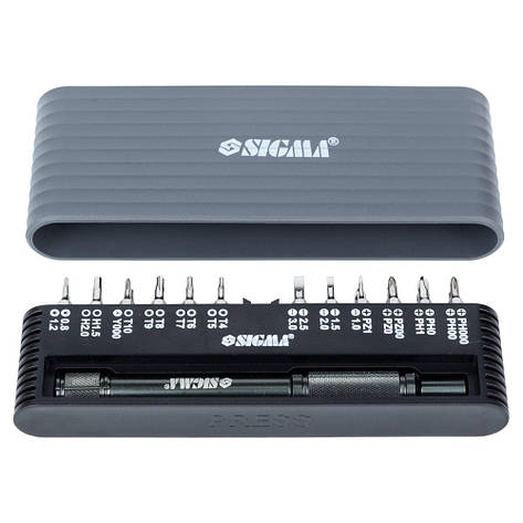 Викрутка + біти 1/4" 24шт CrV для мобільних телефонів (пласт кейс) SIGMA (4003251), фото 1