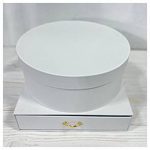 Коробка кругла із шкатулкою біла 25*25*15 см