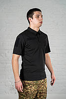 Мужское летнее военное поло черное тактическая кулмакс однотонная футболка боевая штурмовая Coolmax армейская