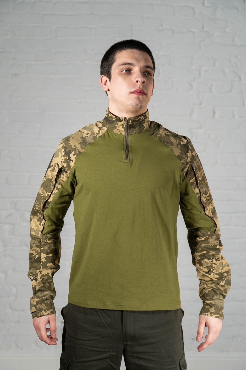Якісна бойова кофта піксель ріп стоп всу військового зразка тактична бойова сорочка з довгим рукавом