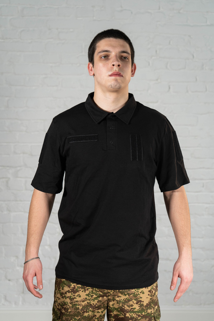 Тактична футболка поло армійська чорна хб штурмова солдатська Black polo формена для військовослужбовців зсу