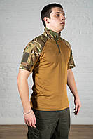 Боевая рубашка мультикам рип-стоп летняя мужской убакс всу камуфляжный Ubacs multicam с коротким рукавом зсу