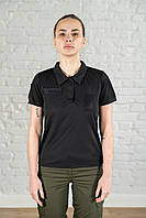 Поло всу черное coolmax тактическое летнее для военных женское однотонная футболка милитари армейская уставная