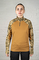 Штурмова сорочка піксельна ріпстоп бойова з довгим рукавом жіночий убакс військовий піксель камуфляжний всу