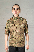 Рубашка боевая зсу рипстоп мультикам весенняя штурмовая военная multicam камуфляжный убакс с коротким рукавом