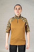 Жіноча бойова сорочка піксель ріпстоп камуфляж тактична убакс із коротким рукавом піксельний військовий літо