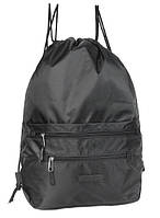 Рюкзак сумка мешок тканевый черный легкий для сменной обуви в школу на шнурках с карманами Dolly 833